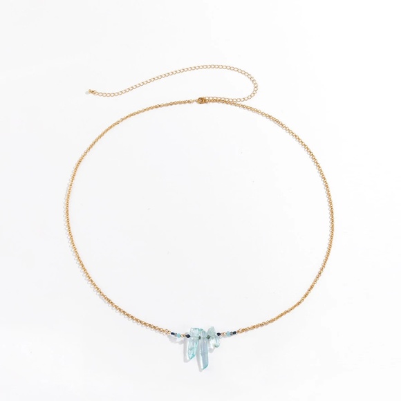 Belly Ring Waist Chain, Crystal and Acid Blue Waist Chain - Picture 2 of 6